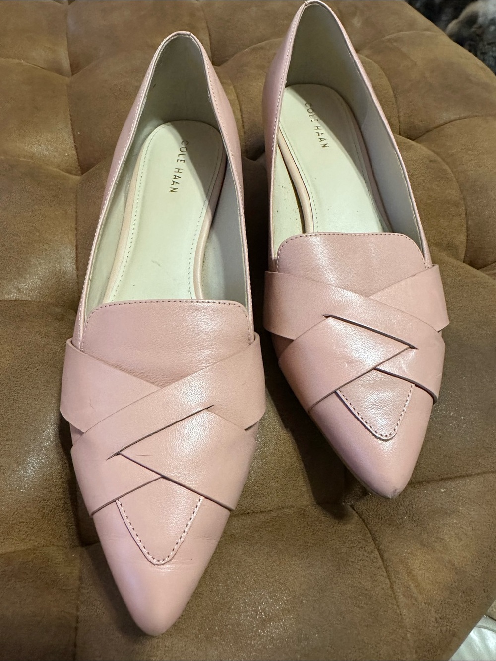 Cole Haan Women’s Camila Skimmer Blush Pink Braided Pointed-Toe Loafers - Picture 4 of 4